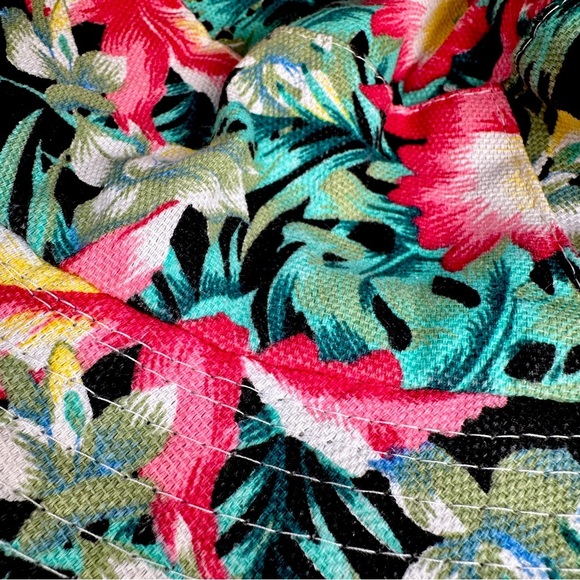 Hawaiian Bucket Hat Tropical Reversible Solid Black Cotton Blend Unisex Packable - Picture 6 of 8